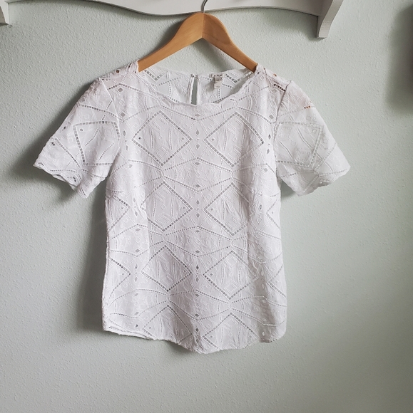 J. Crew Tops - SOLD 🤍J. Crew white eyelet knit top XS